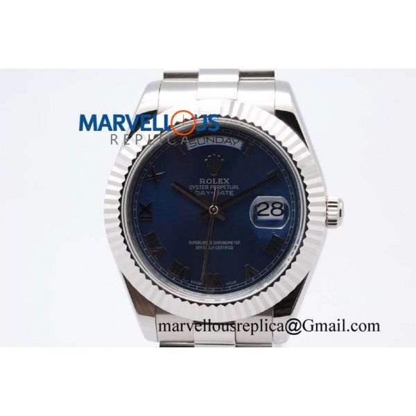 Rolex Day-Date II A21J Blue Dial Steel Bezel