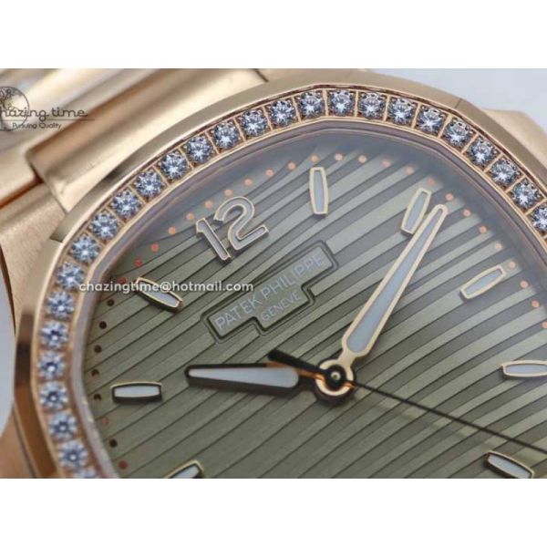 Nautilus 7118 Ladies RG MSF 1:1 Best Edition Gray Dial Diamonds Bezel on RG Bracelet A324 Super Clone