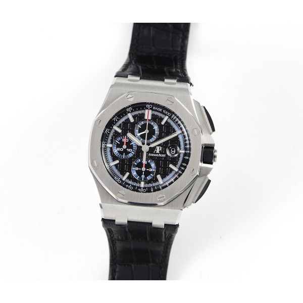Royal Oak Offshore 44mm SS JF Black/Blue Dial on Black Leather Strap A3126