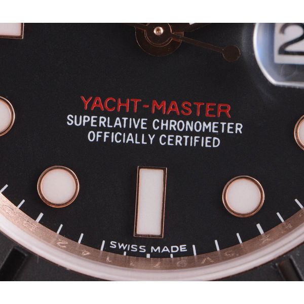 Yacht-Master 116655 RG DJF Black Ceramic Bezel on Oysterflex Rubber Strap A2836