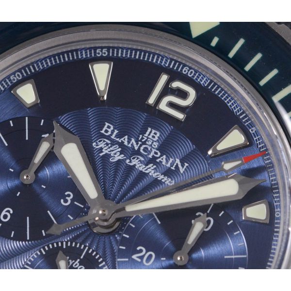 Fifty Fathoms Chronograph SS OMF Blue Dial on Blue Nylon Strap A7750