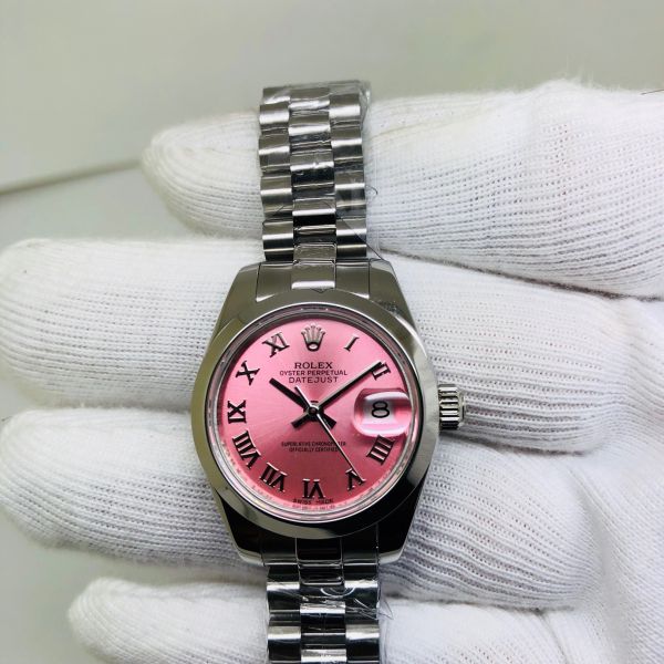 Datejust 28 Ladies SS Pink Dial Polished Bezel