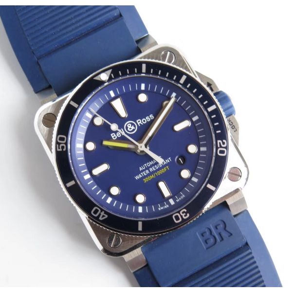 BR 03-92 DIVER SS 1:1 BEST EDITION BLUE DIAL ON RUBBER STRAP MIYOTA9015