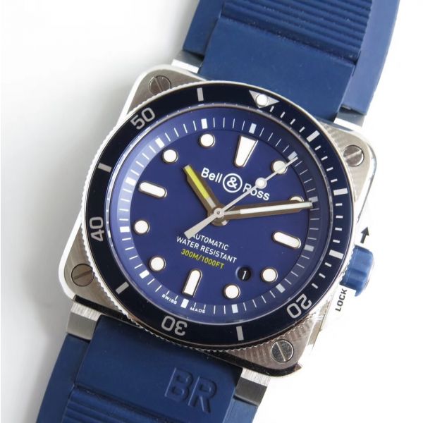 BR 03-92 DIVER SS 1:1 BEST EDITION BLUE DIAL ON RUBBER STRAP MIYOTA9015