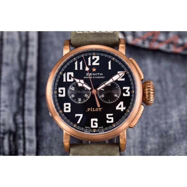 Pilot Type 20 Chronograph Extra Special XF Best Edition Bronze with Green Nubuck Strap A7750