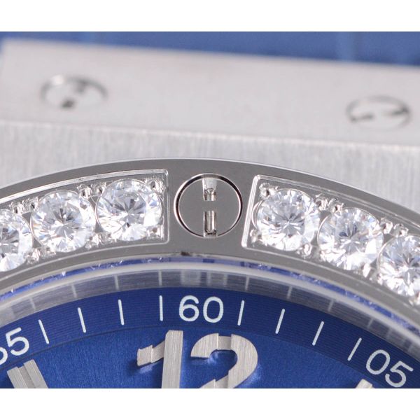 Big Bang 44mm SS V6F Blue Dial diamond bezel on Blue Gummy Strap