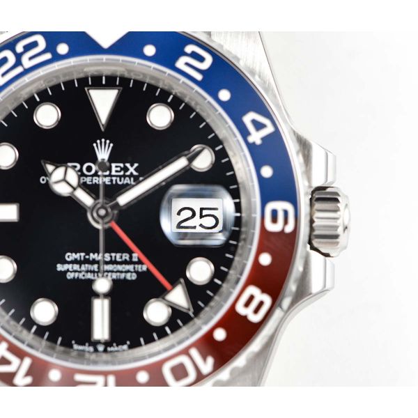 GMT Master II 126710 BLRO Real Ceramic 904L SS Noob  A3285 (Correct Hand Stack)